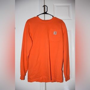 Small orange Carhartt long sleeve shirt with pocket